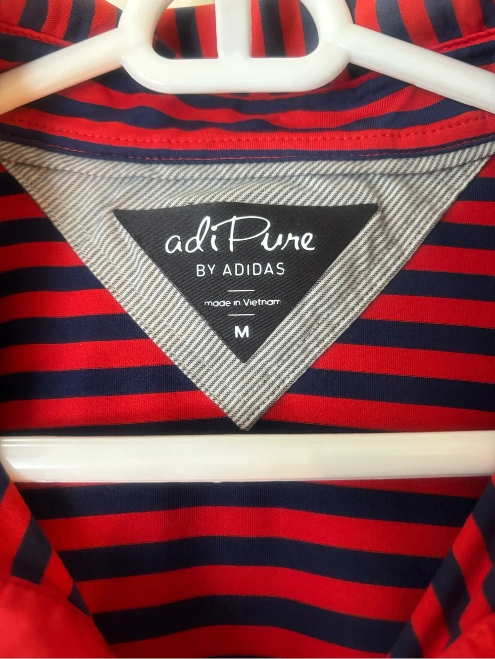 adidas Adipure Red and Navy Striped Men's Polo Shirt